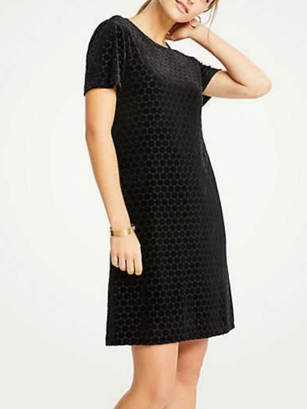 Velvet Polka Dot T-Shirt Shift Dress